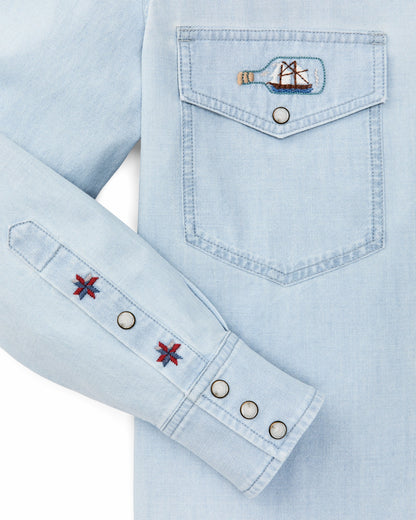 Filson Women Women's Embroidered Western Shirt - Light Indigo