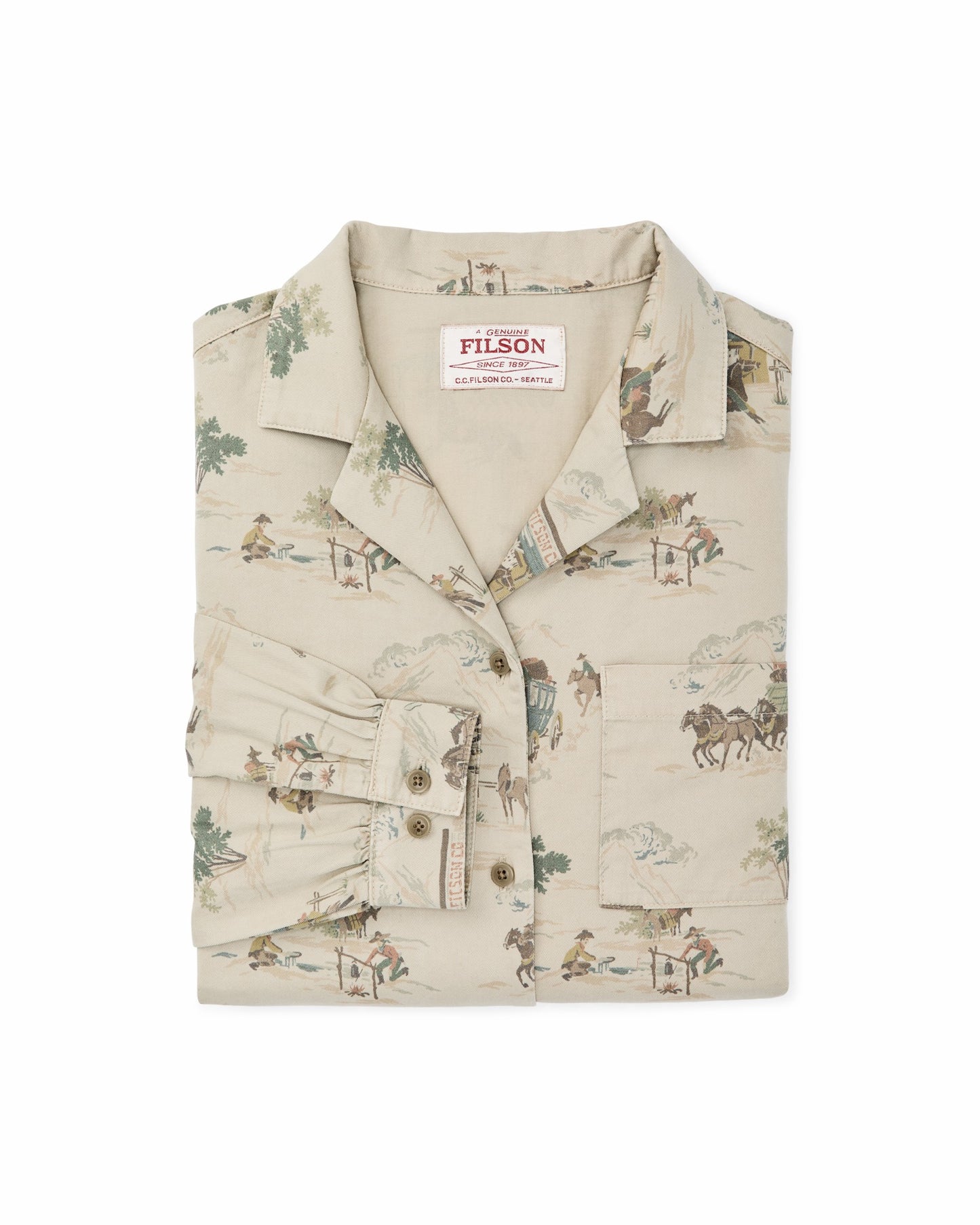Filson Women Women's Long Sleeve Twill Camp Shirt - Desert Green / Print