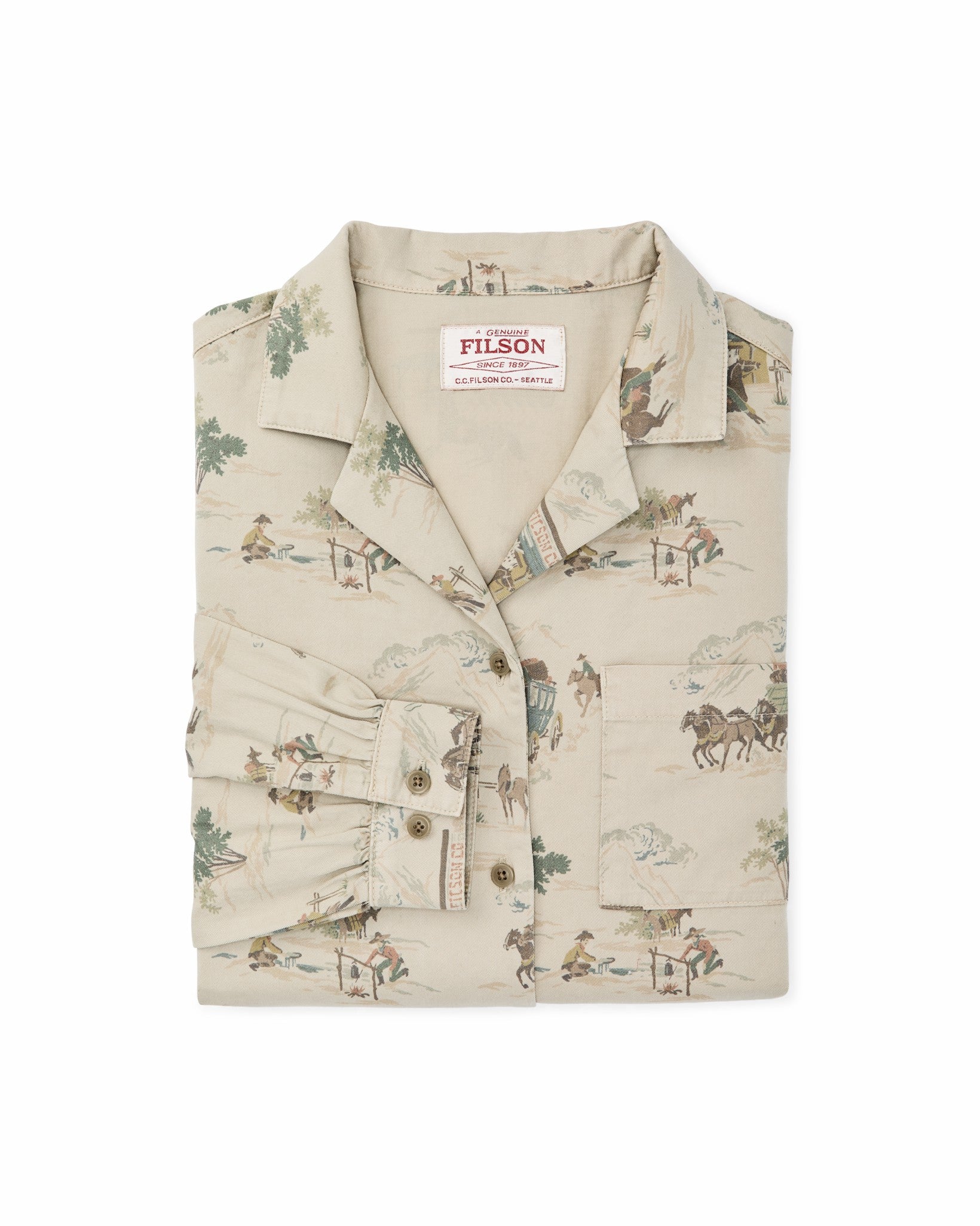 Filson Women Women's Long Sleeve Twill Camp Shirt - Desert Green / Print