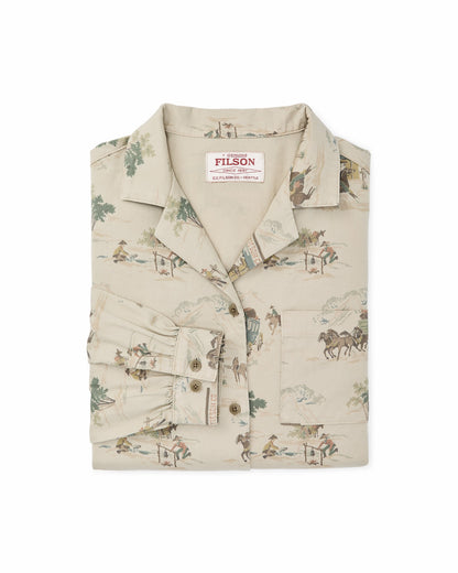 Filson Women Women's Long Sleeve Twill Camp Shirt - Desert Green / Print