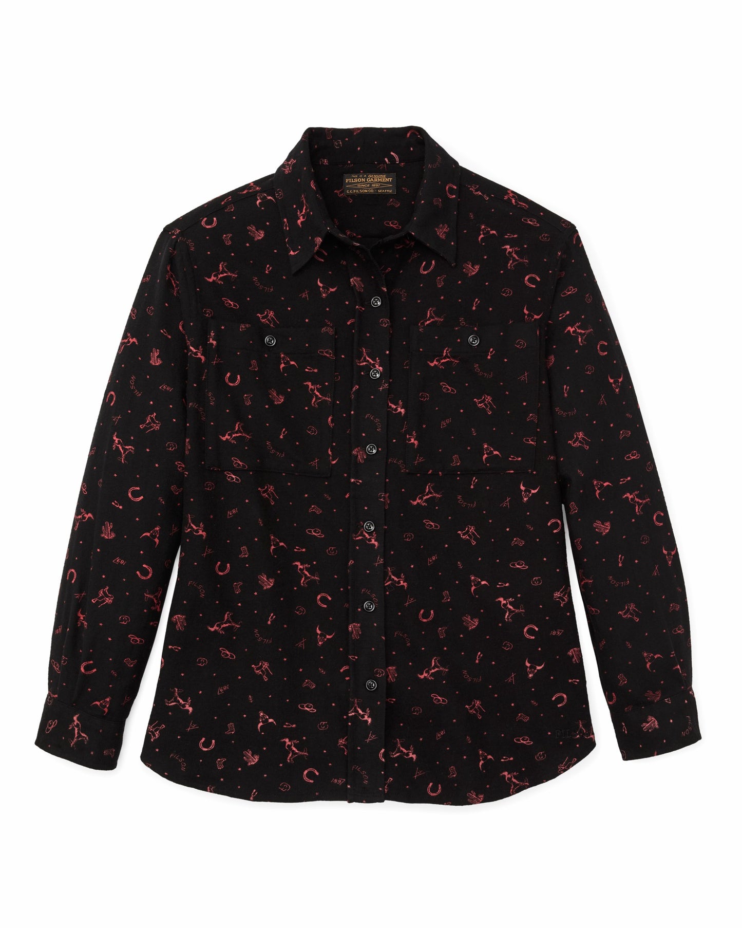 Filson Women The Women's Rangeland Flannel Shirt - Black / Red Western