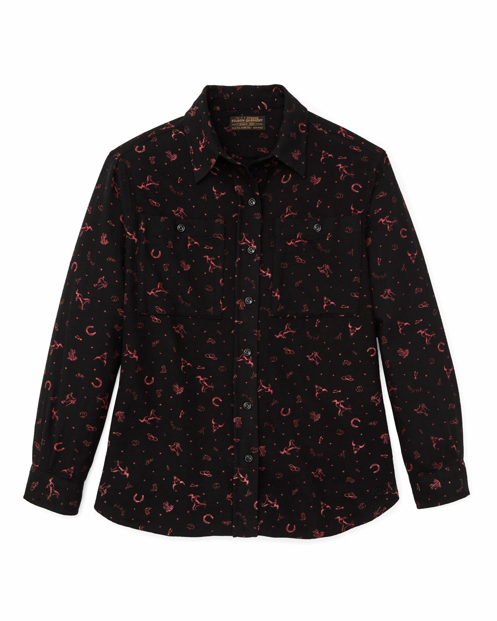 Filson Women The Women's Rangeland Flannel Shirt - Black / Red Western
