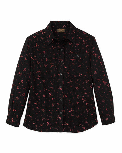 Filson Women The Women's Rangeland Flannel Shirt - Black / Red Western