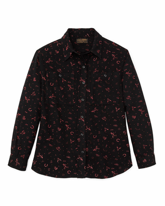 Filson Women The Women's Rangeland Flannel Shirt - Black / Red Western