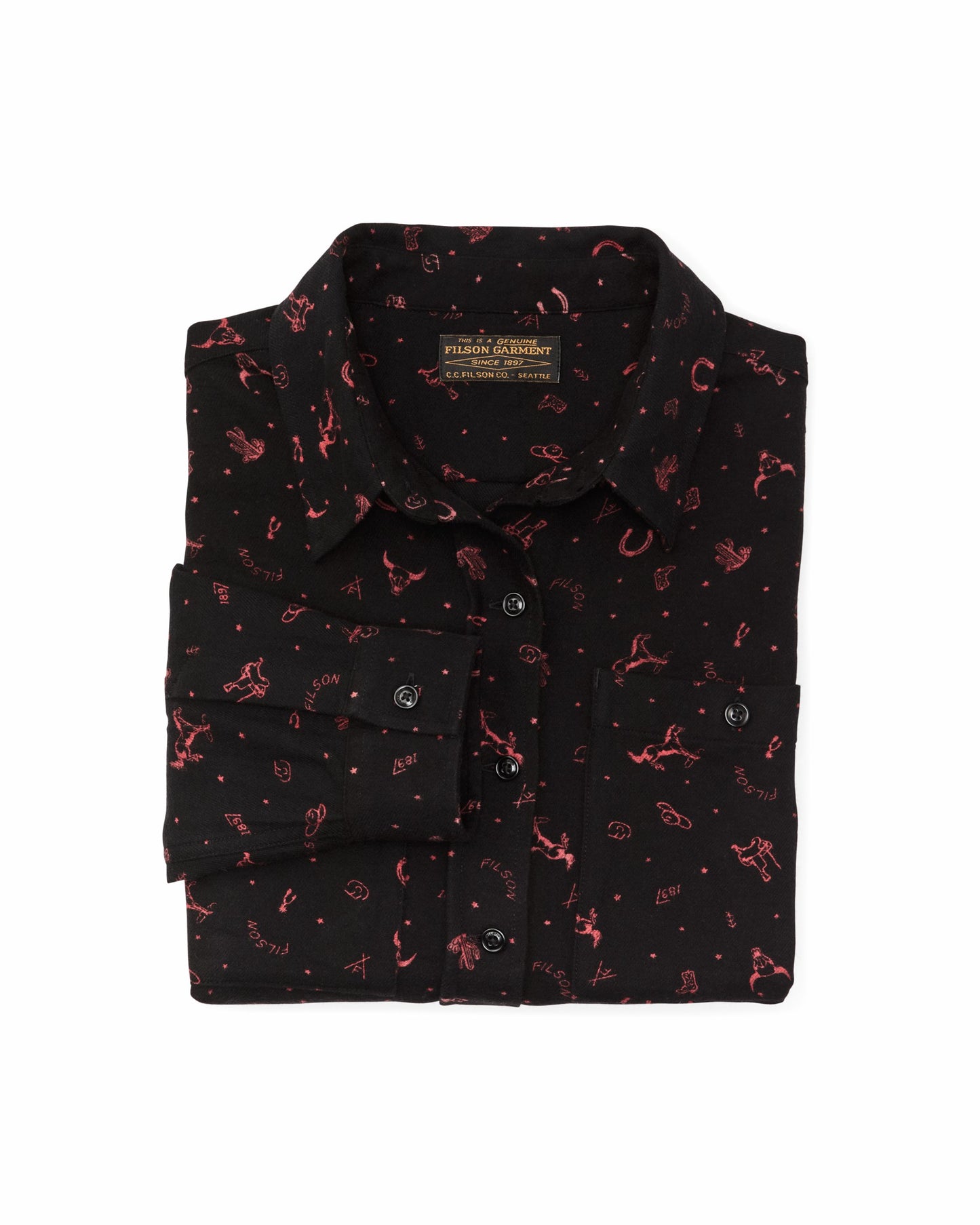 Filson Women The Women's Rangeland Flannel Shirt - Black / Red Western