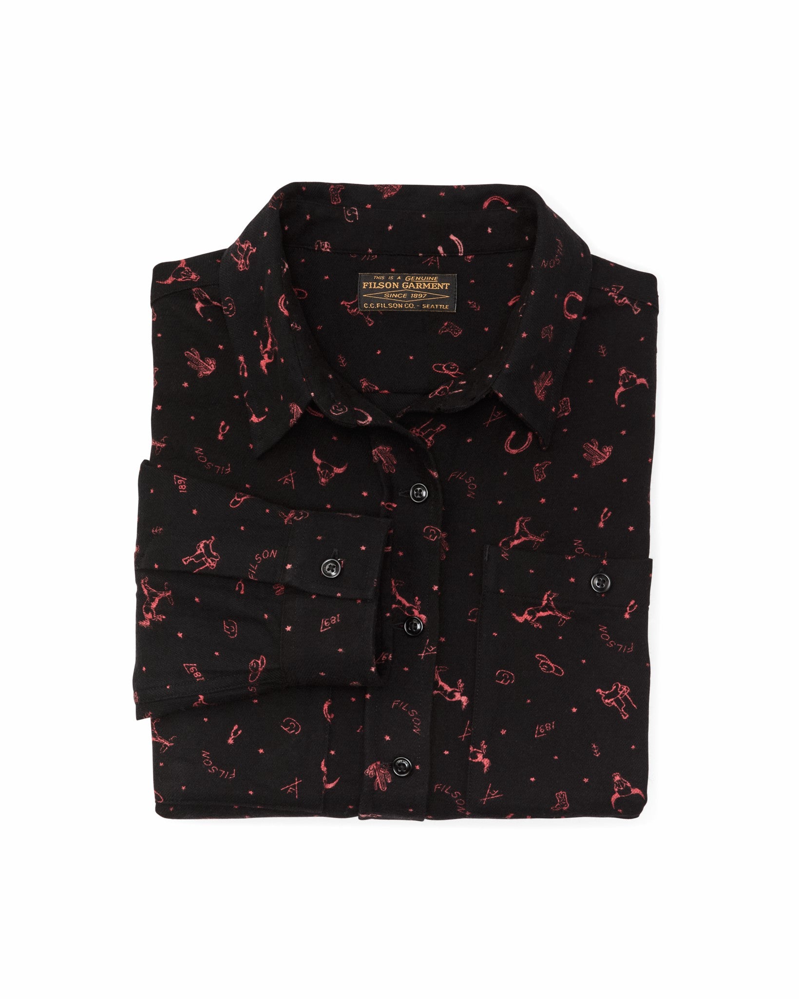 Filson Women The Women's Rangeland Flannel Shirt - Black / Red Western