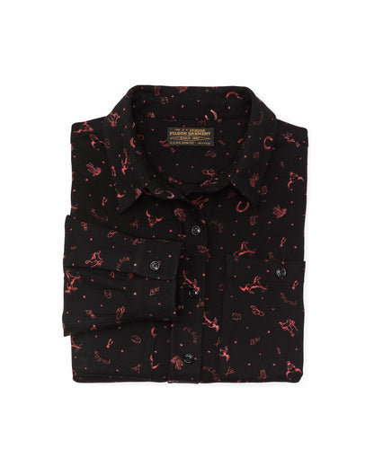 Filson Women The Women's Rangeland Flannel Shirt - Black / Red Western