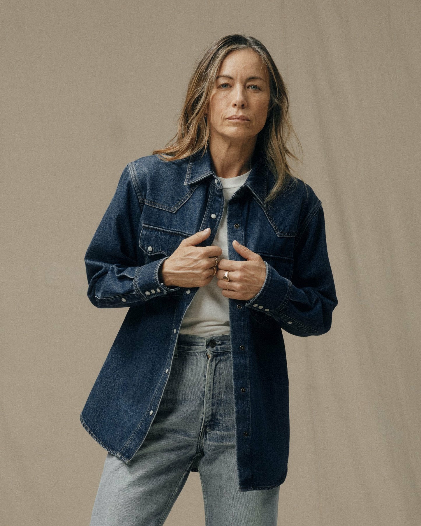Filson Women Women's Denim Western Shirt - Medium Indigo