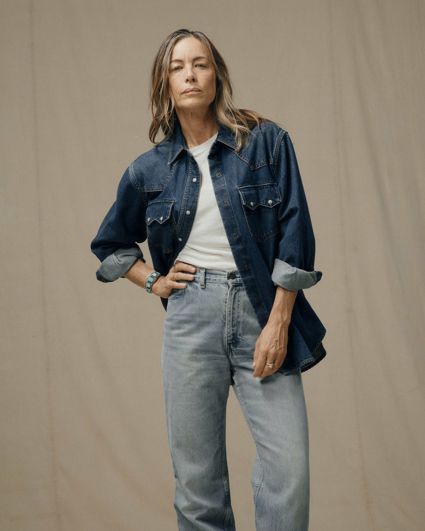 Filson Women Women's Denim Western Shirt - Medium Indigo