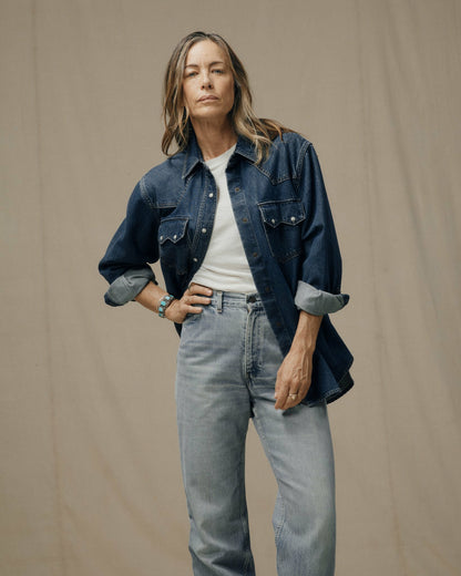 Filson Women Women's Denim Western Shirt - Medium Indigo