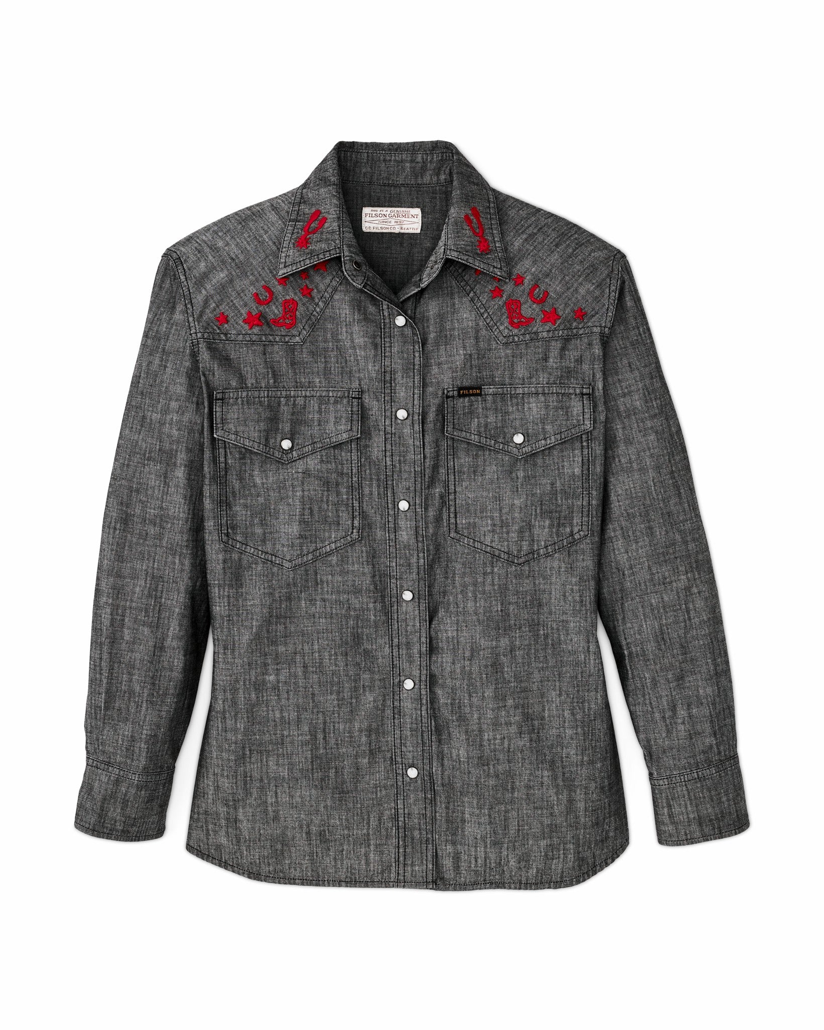 Filson Women Women's Embroidered Western Shirt - Black Chambray / Western