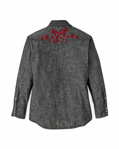 Filson Women Women's Embroidered Western Shirt - Black Chambray / Western
