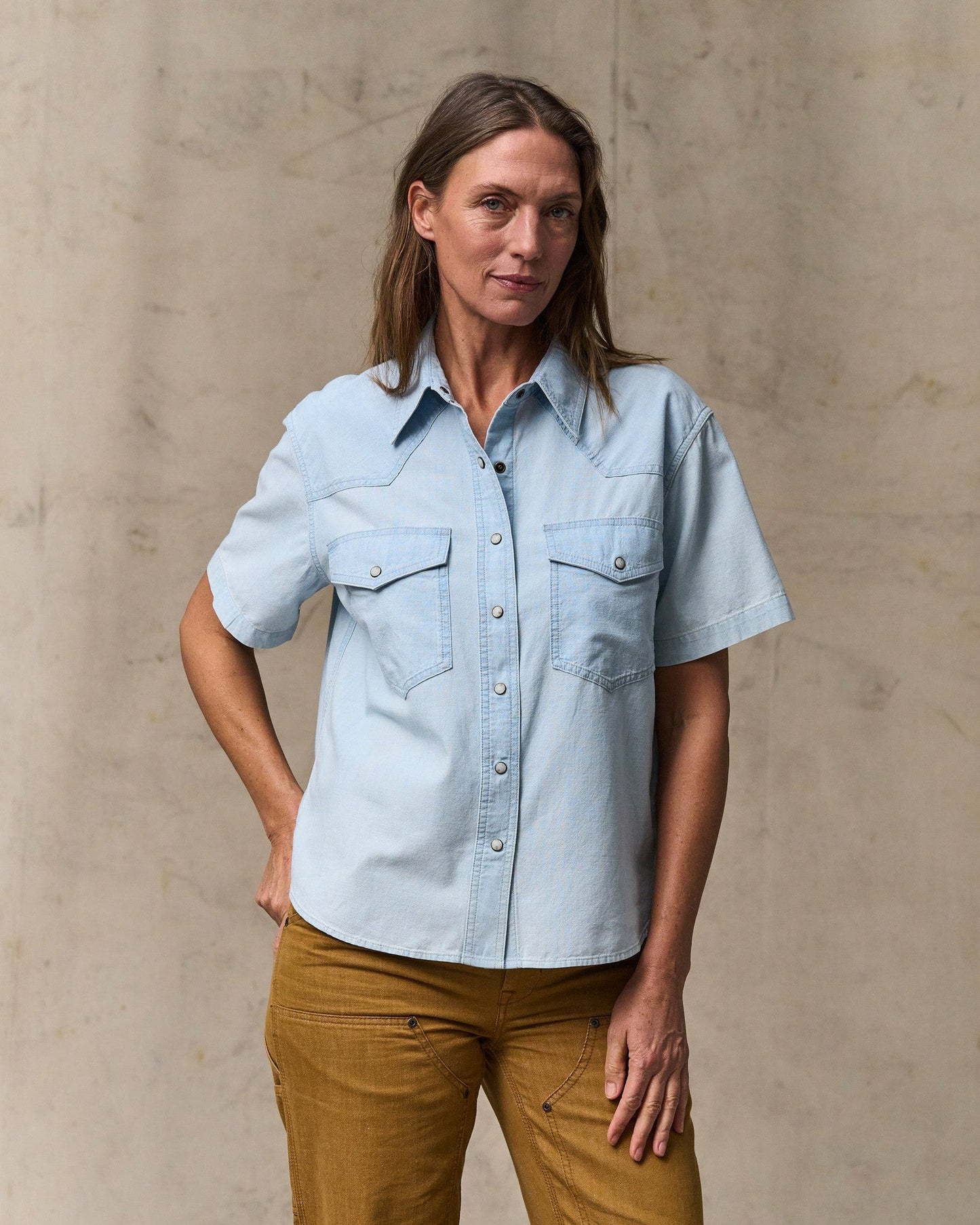 Filson Women Women's Short Sleeve Chambray Western Shirt - Light Indigo