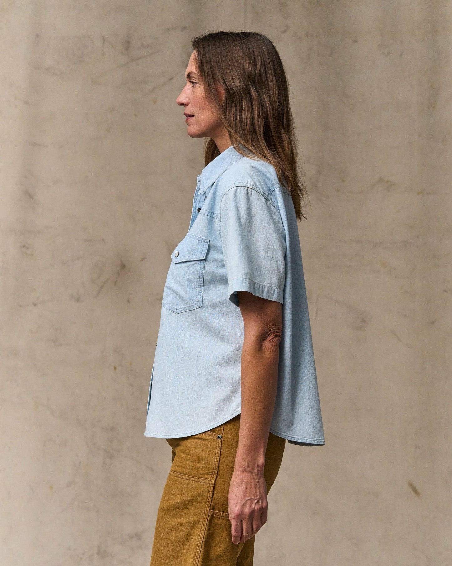 Filson Women Women's Short Sleeve Chambray Western Shirt - Light Indigo