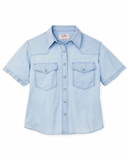 Filson Women Women's Short Sleeve Chambray Western Shirt - Light Indigo