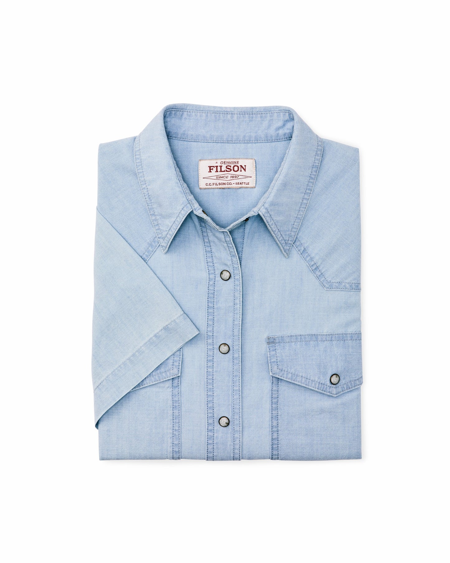 Filson Women Women's Short Sleeve Chambray Western Shirt - Light Indigo