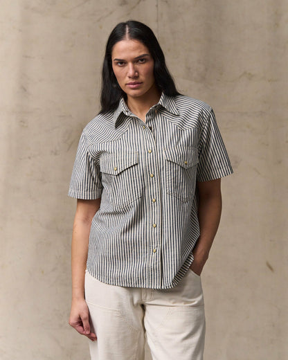 Filson Women Women's Short Sleeve Chambray Western Shirt - Indigo / Natural