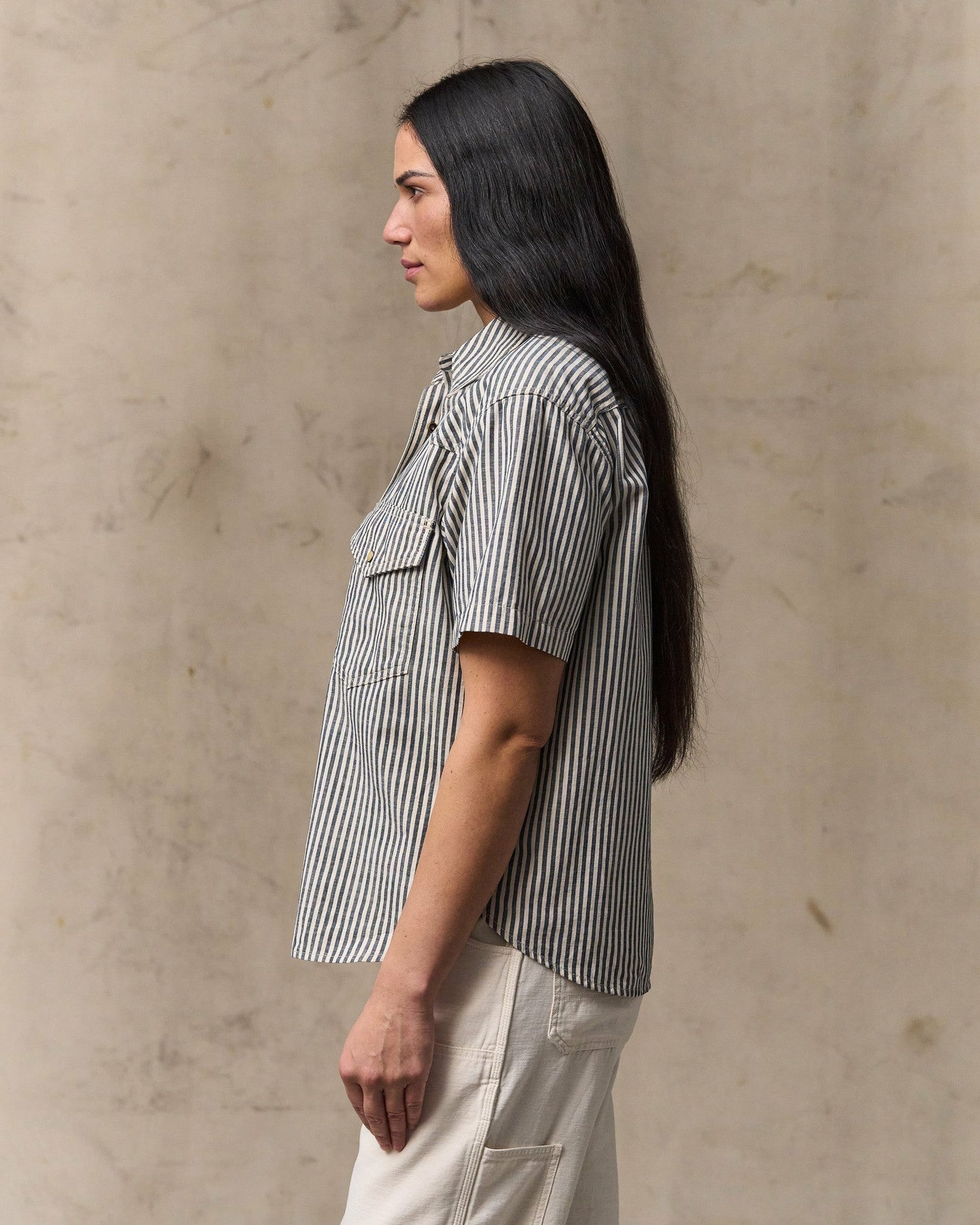 Filson Women Women's Short Sleeve Chambray Western Shirt - Indigo / Natural