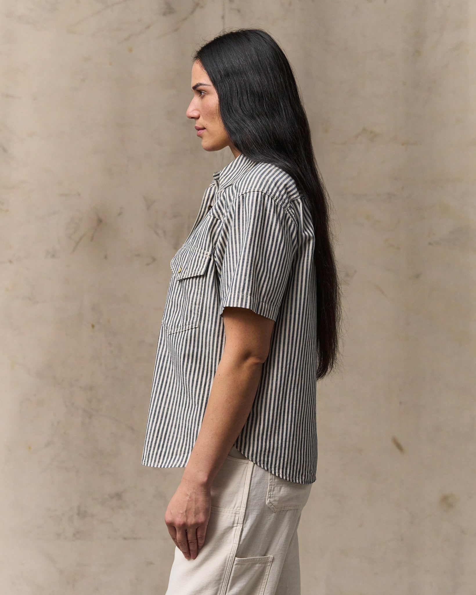 Filson Women Women's Short Sleeve Chambray Western Shirt - Indigo / Natural