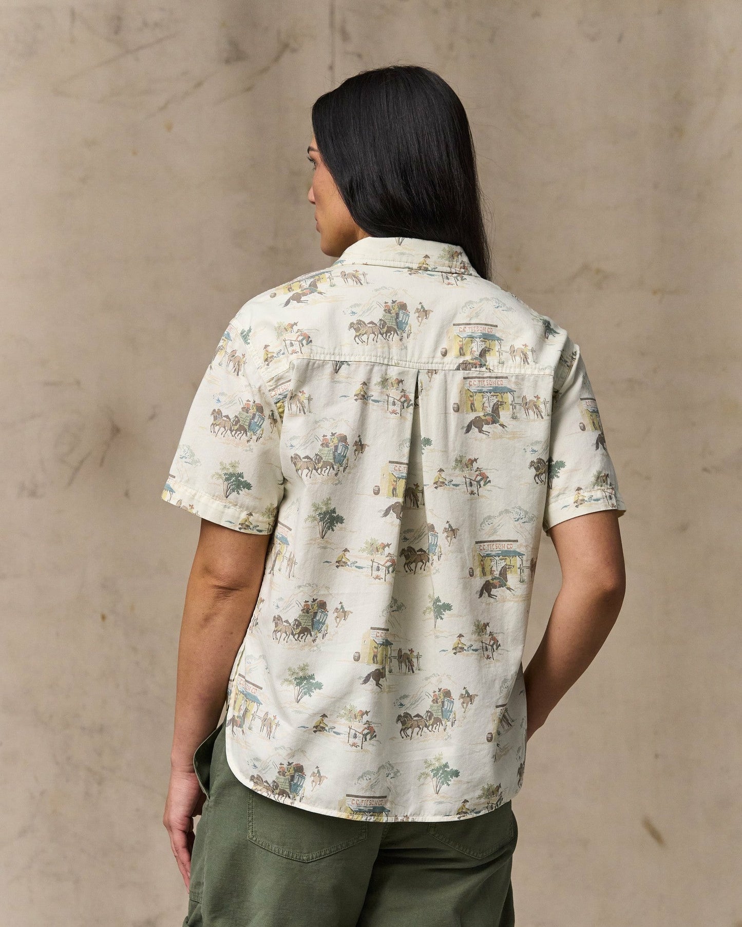 Filson Women Women's Twill Popover Shirt - Desert Natural Print