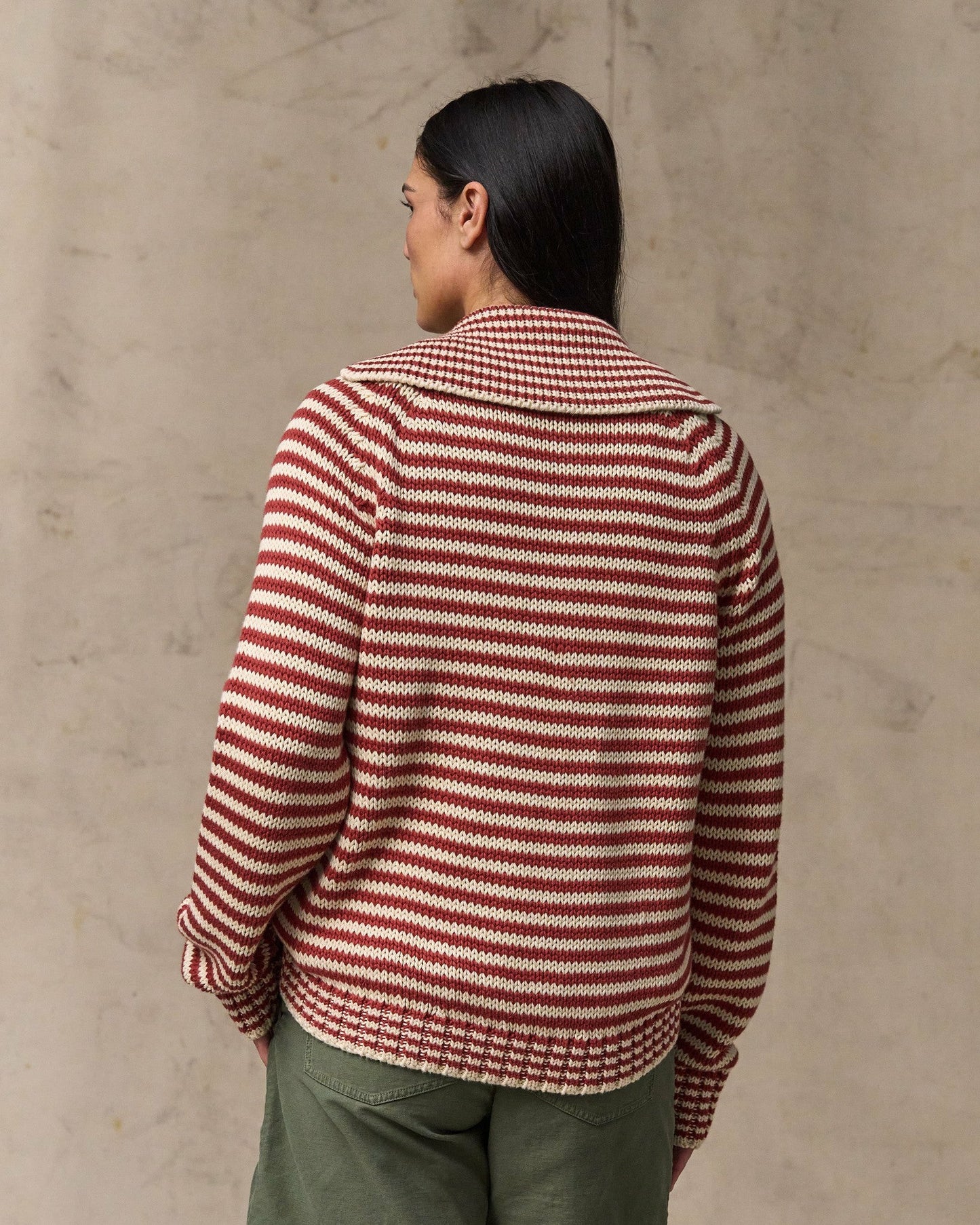 Filson Women Women's Cotton Full-zip Cardigan - Brick / Sand Stripe