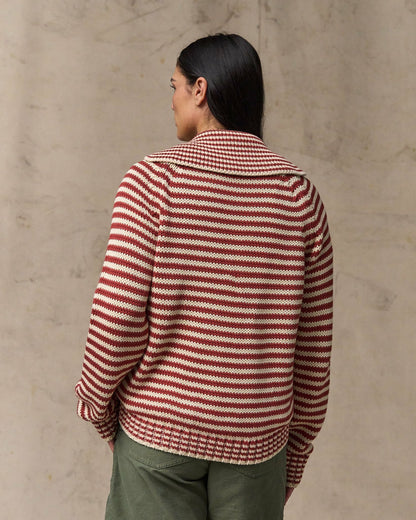 Filson Women Women's Cotton Full-zip Cardigan - Brick / Sand Stripe