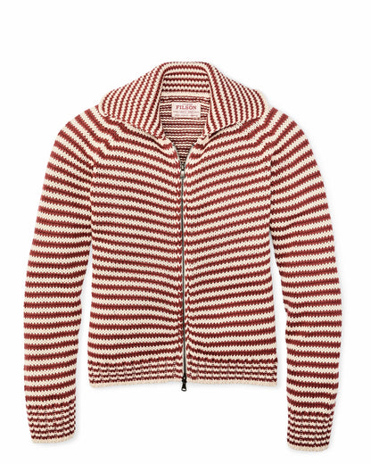 Filson Women Women's Cotton Full-zip Cardigan - Brick / Sand Stripe