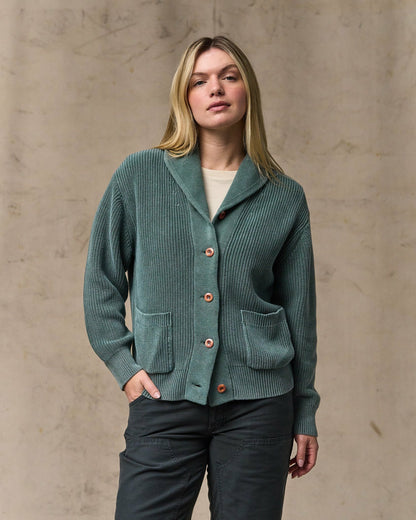 Filson Women Women's Cotton Shawl Neck Cardigan - Juniper