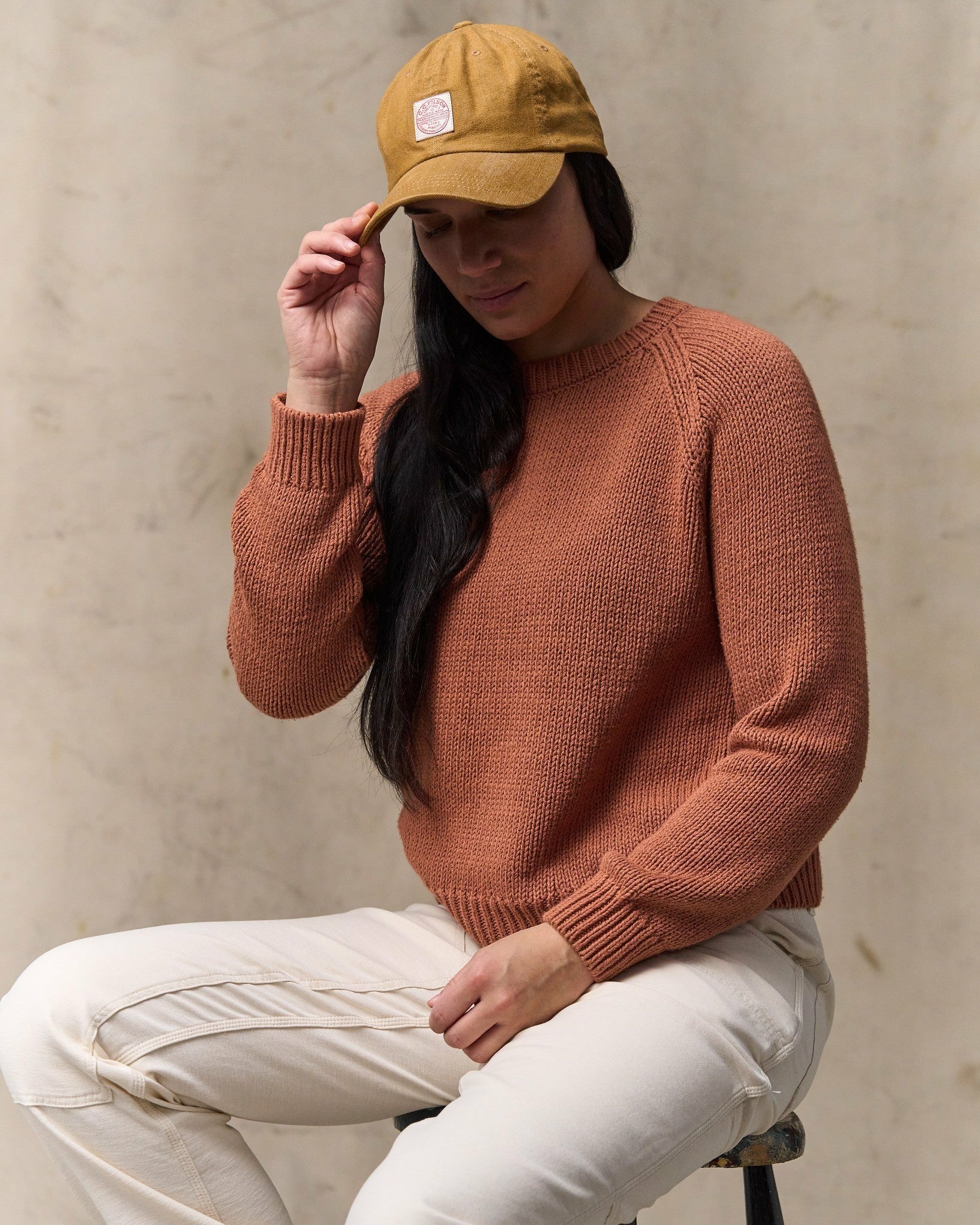 Filson Women Women's Cotton Crewneck Sweater - Copper Brown