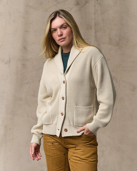 Filson Women Women's Cotton Shawl Neck Cardigan - Natural