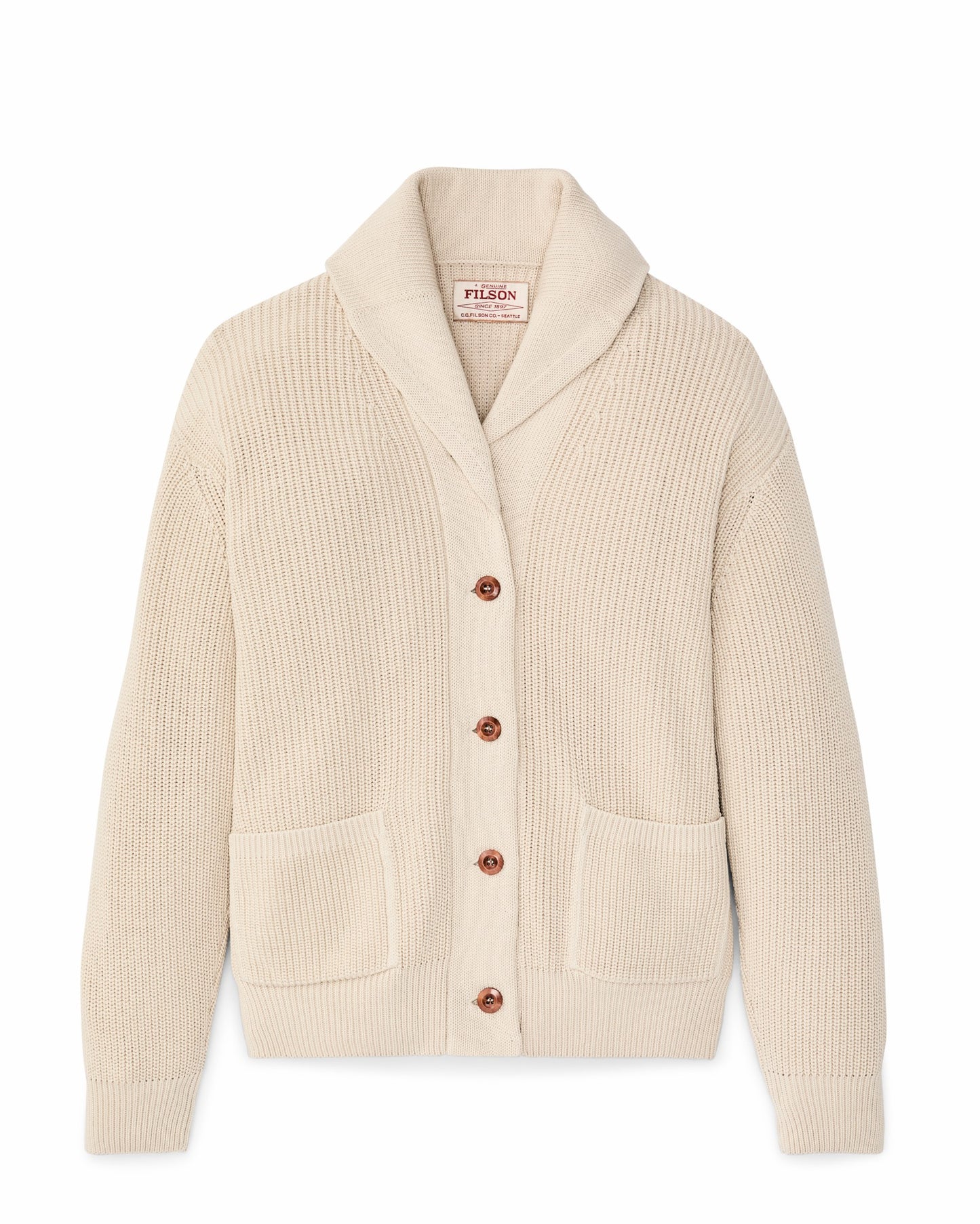 Filson Women Women's Cotton Shawl Neck Cardigan - Natural