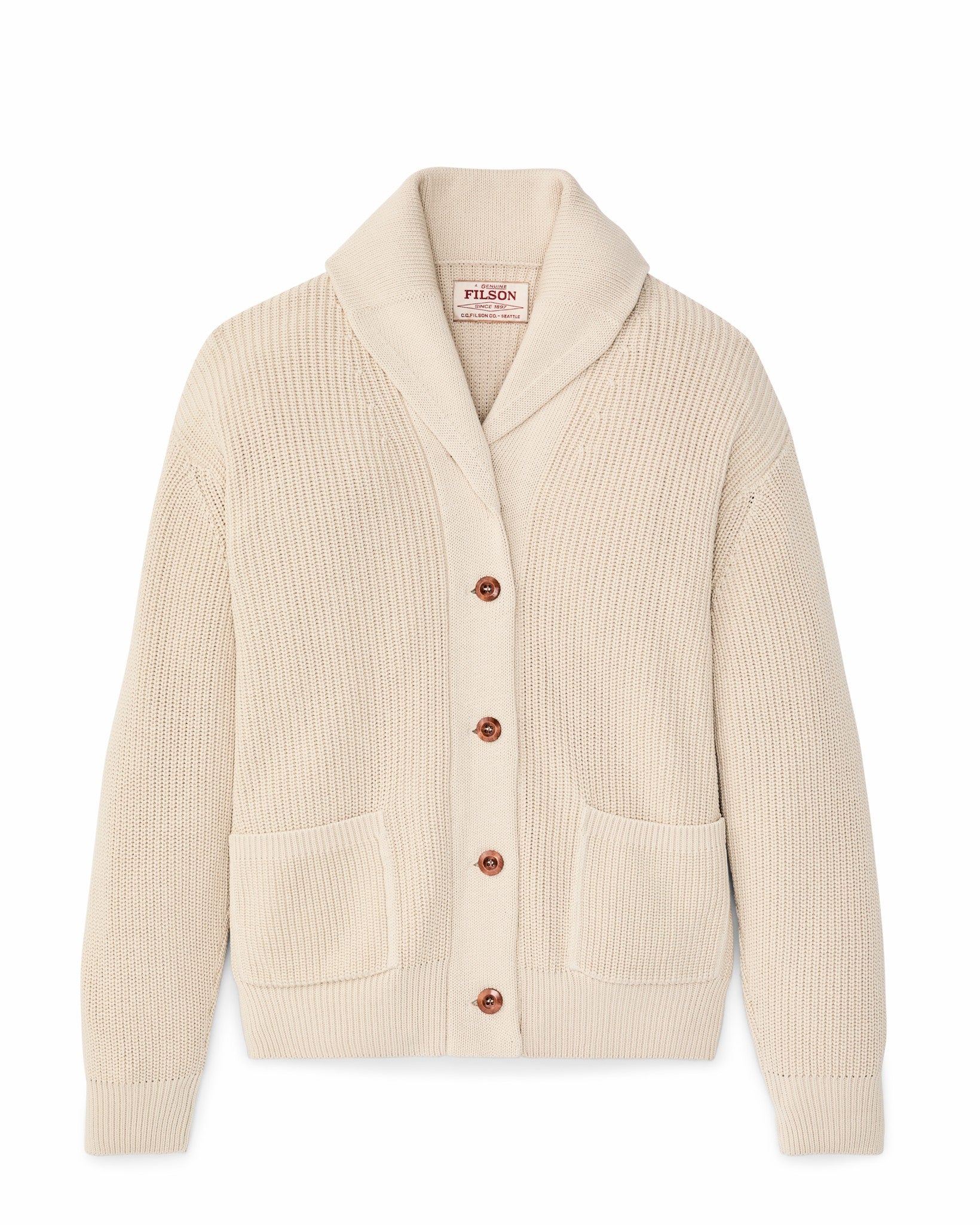 Filson Women Women's Cotton Shawl Neck Cardigan - Natural