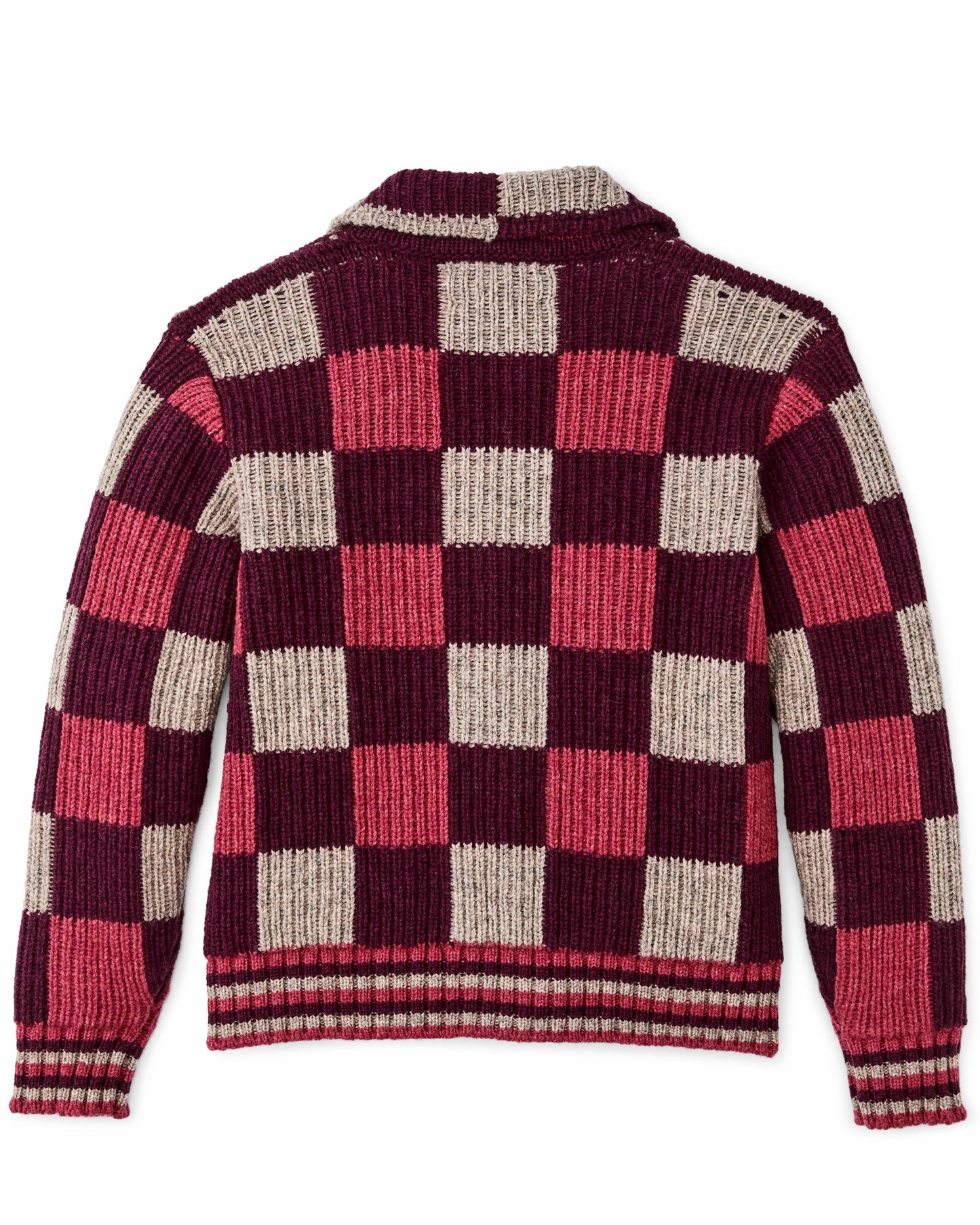 Filson Women Women's Checkered Wool Cardigan - Burgundy / Gray Check