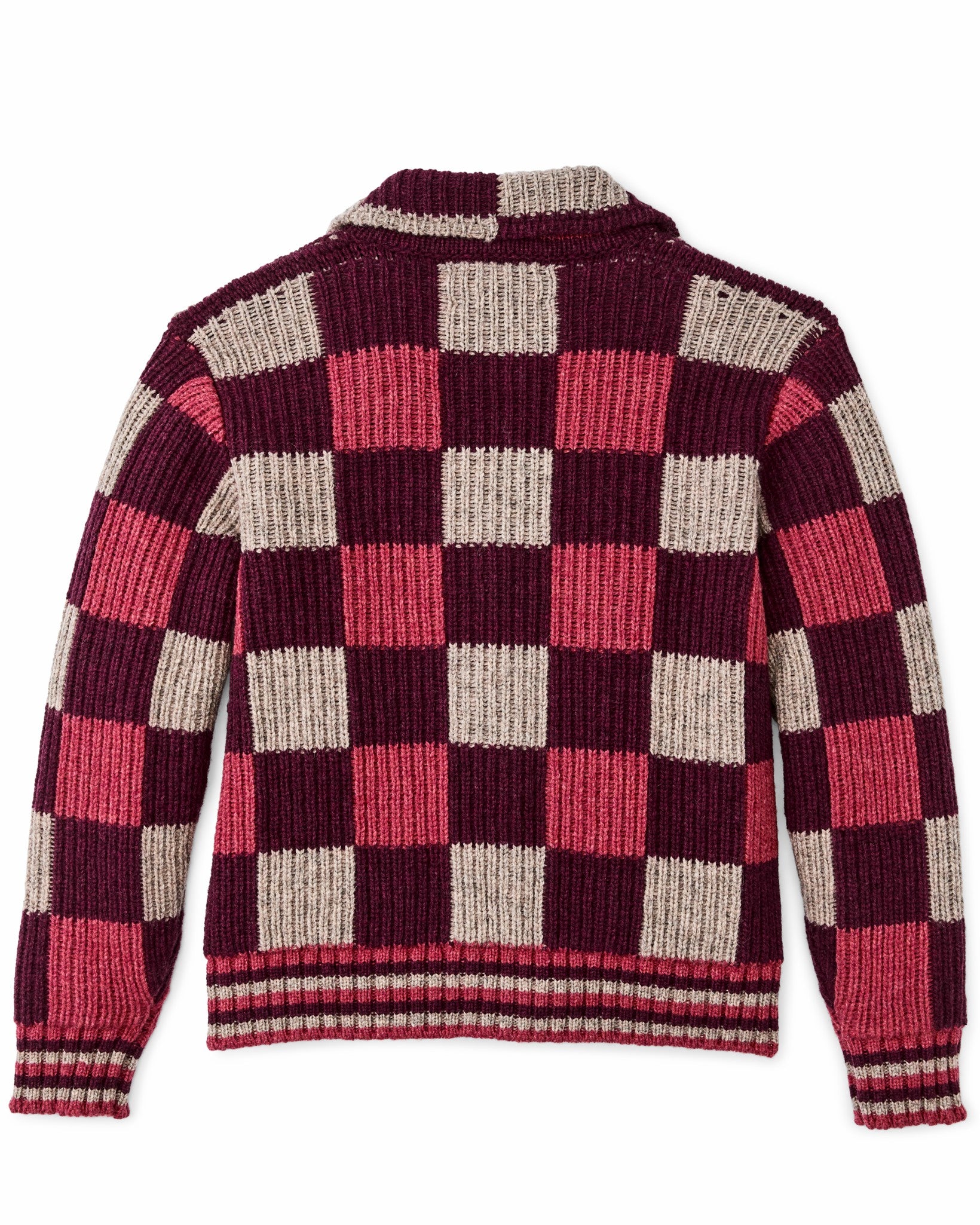 Filson Women Women's Checkered Wool Cardigan - Burgundy / Gray Check