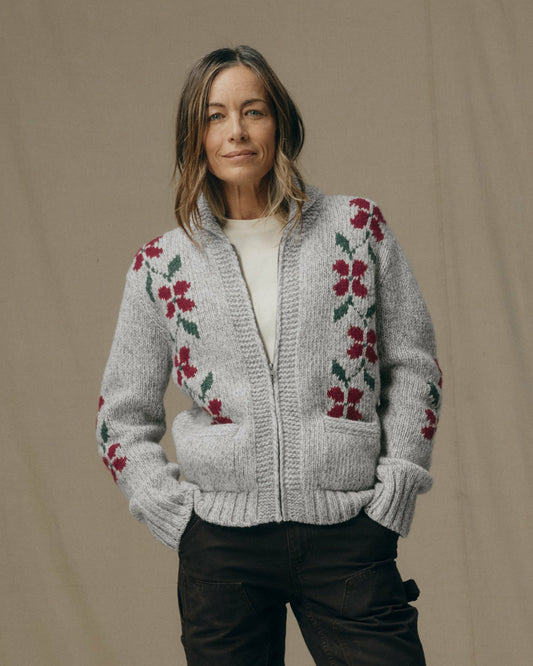 Filson Women Women's Zippered Wool Sweater - Gray / Flower