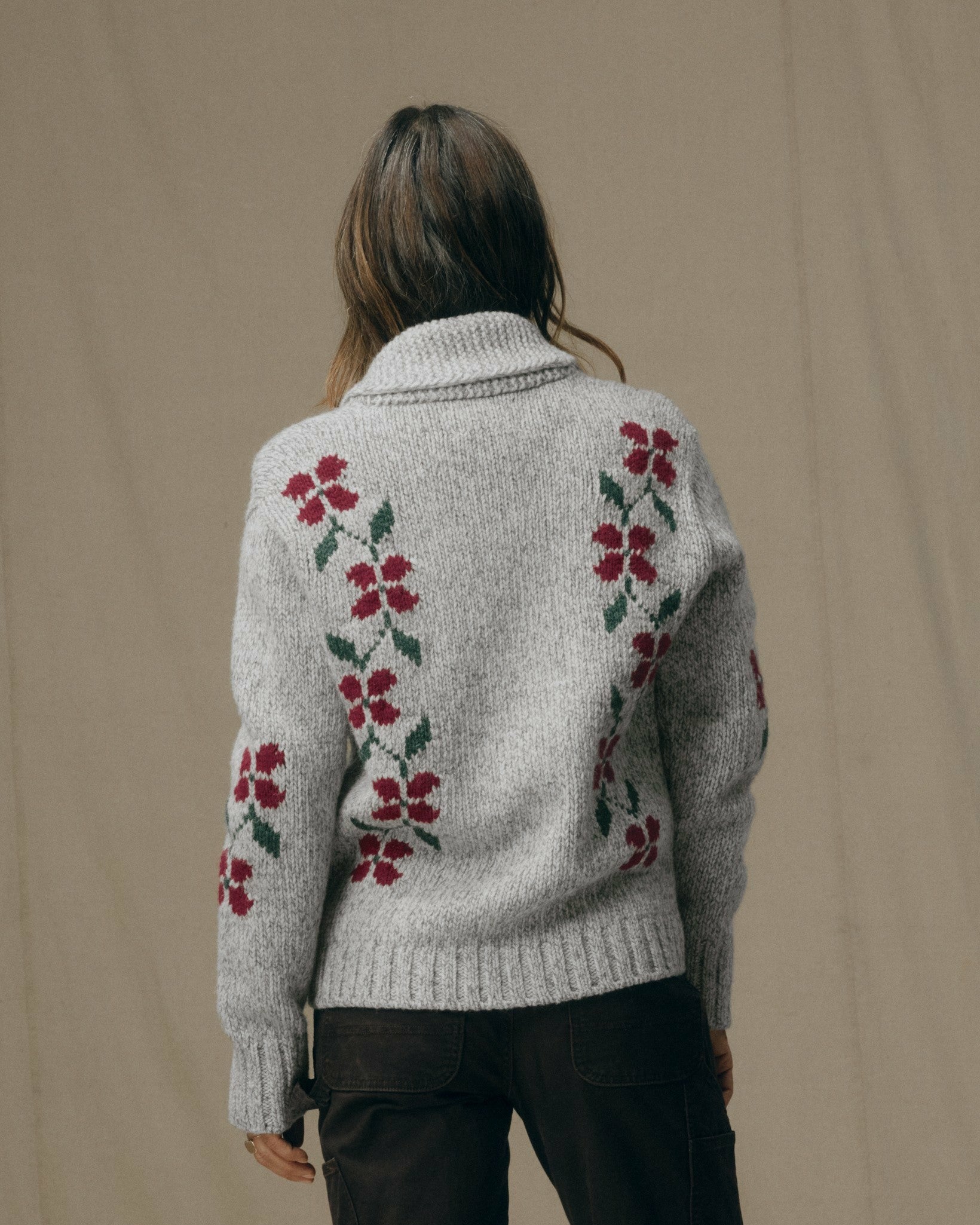 Filson Women Women's Zippered Wool Sweater - Gray / Flower