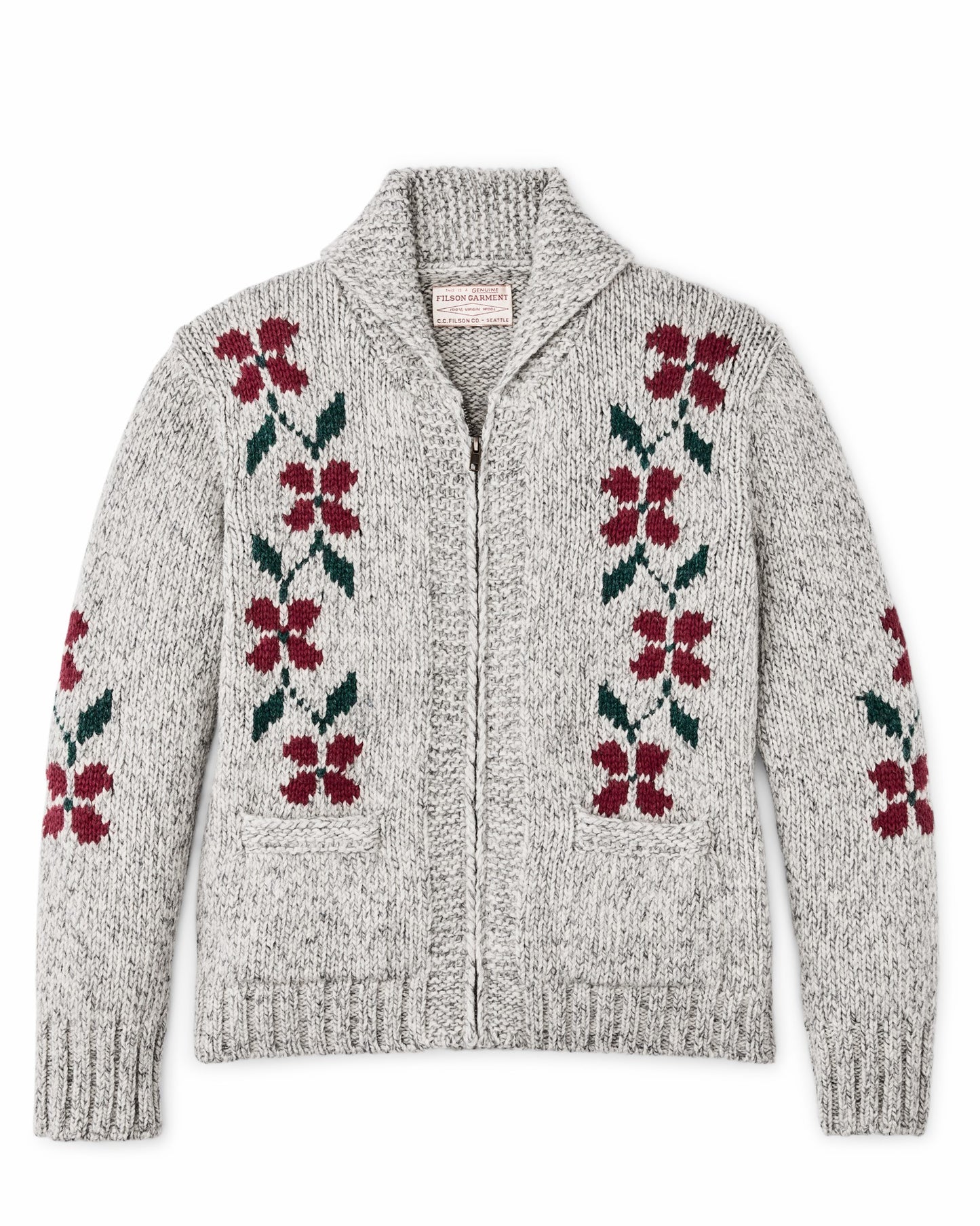 Filson Women Women's Zippered Wool Sweater - Gray / Flower