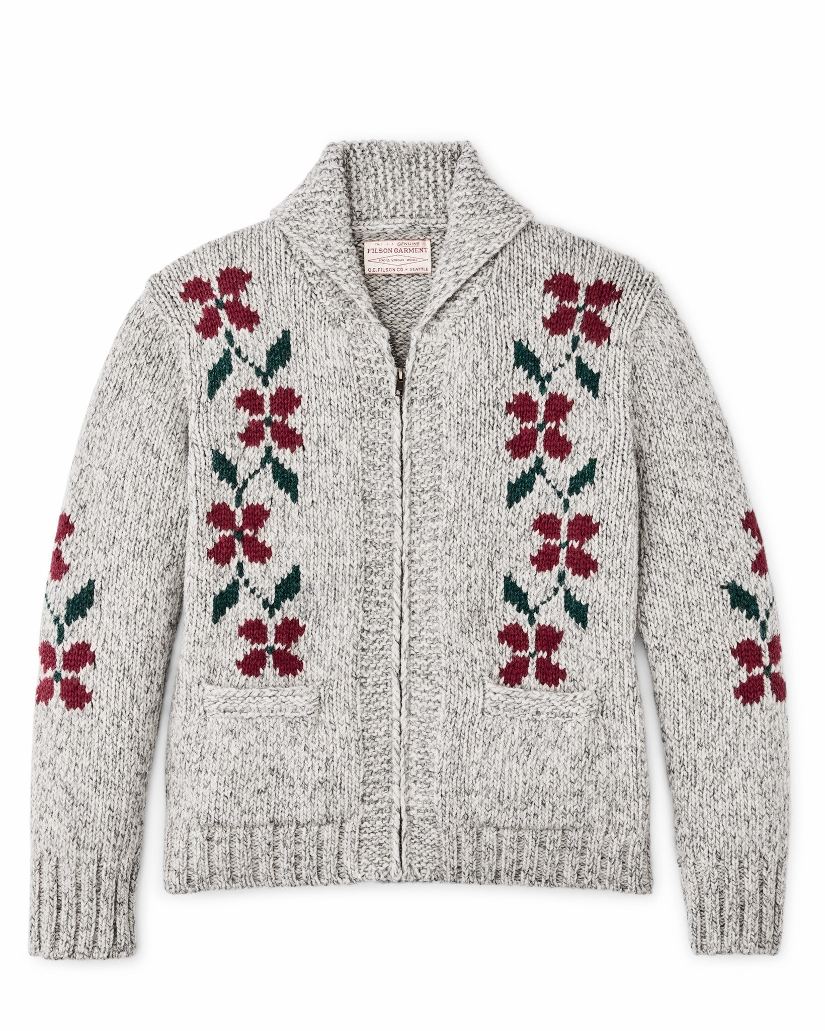 Filson Women Women's Zippered Wool Sweater - Gray / Flower