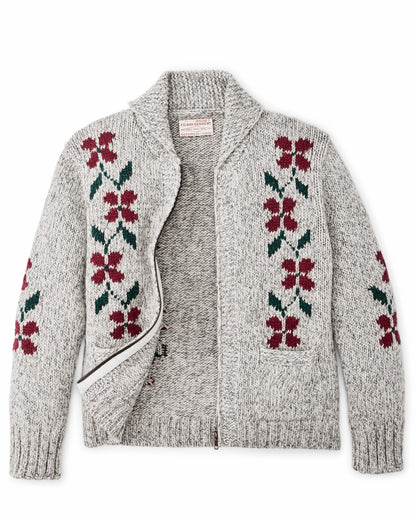 Filson Women Women's Zippered Wool Sweater - Gray / Flower