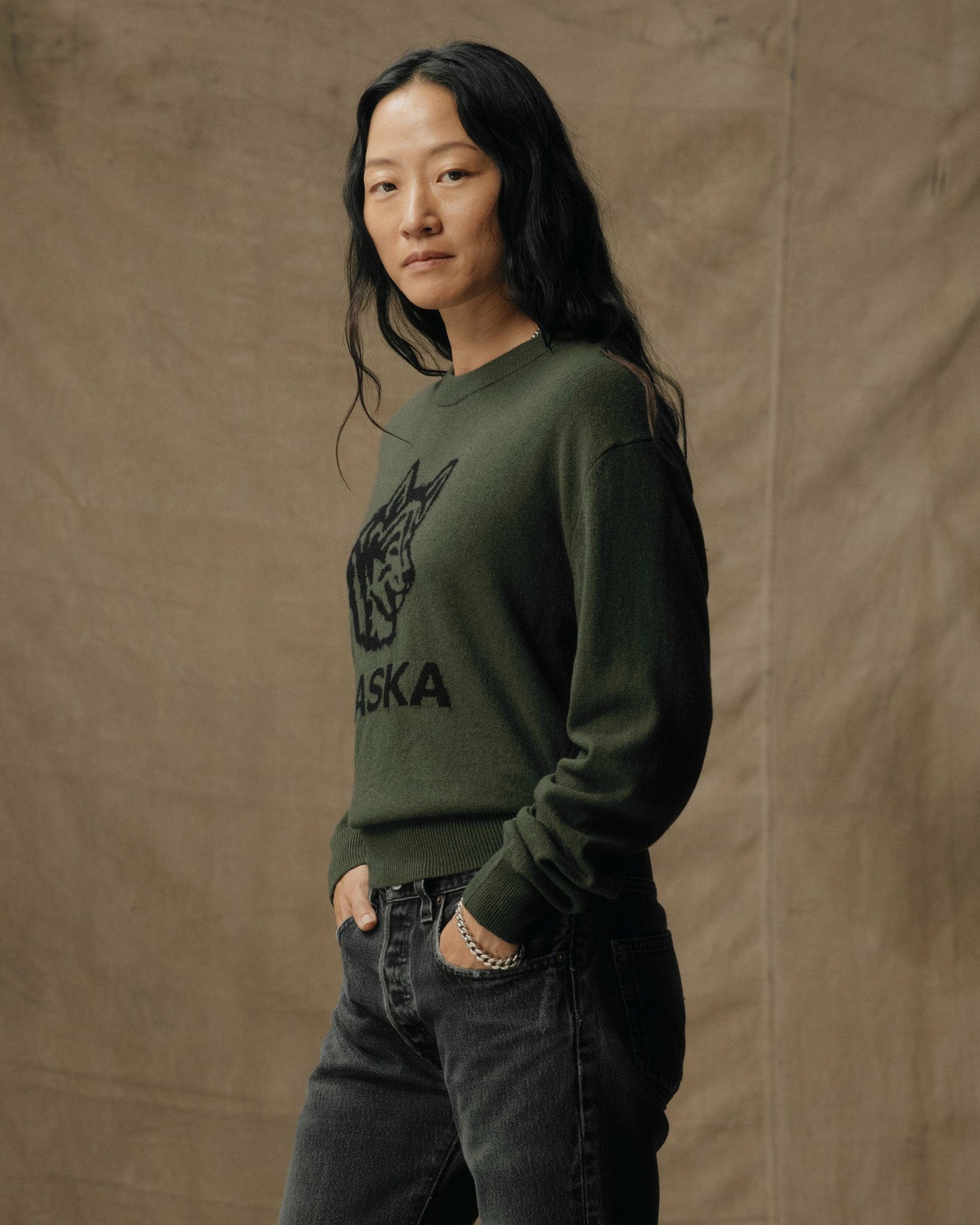 Filson Women Women's Graphic Wool Sweater - Olive