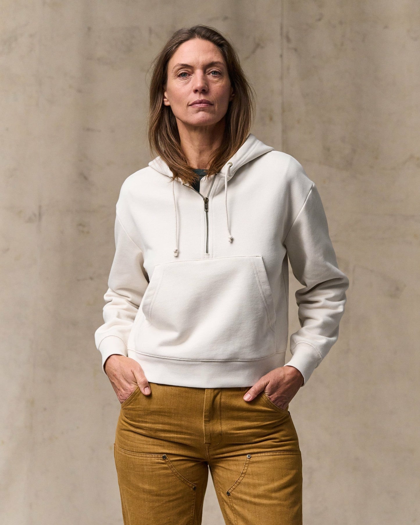 Filson Women Women's French Terry Half-zip Hoodie - Ivory