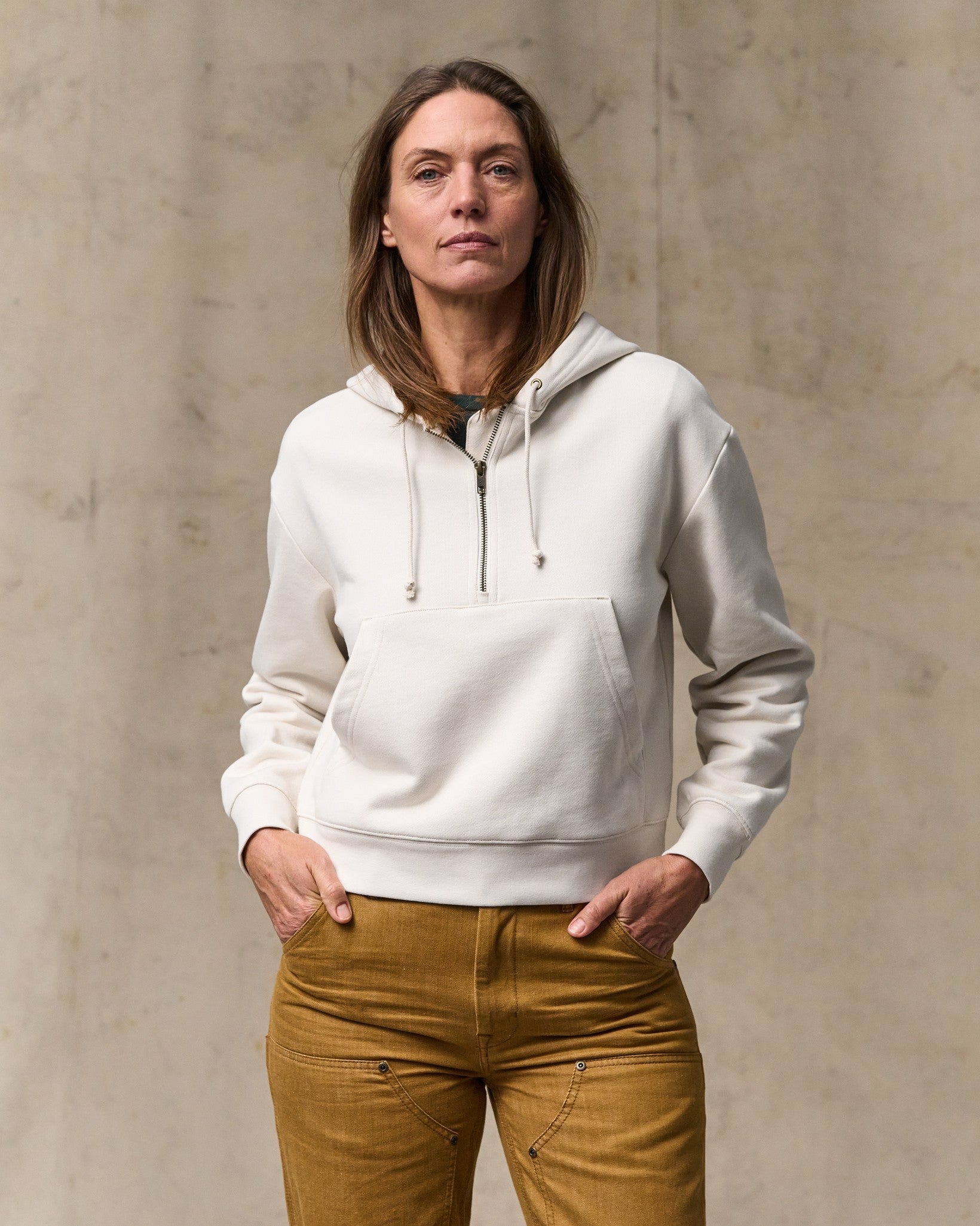 Filson Women Women's French Terry Half-zip Hoodie - Ivory