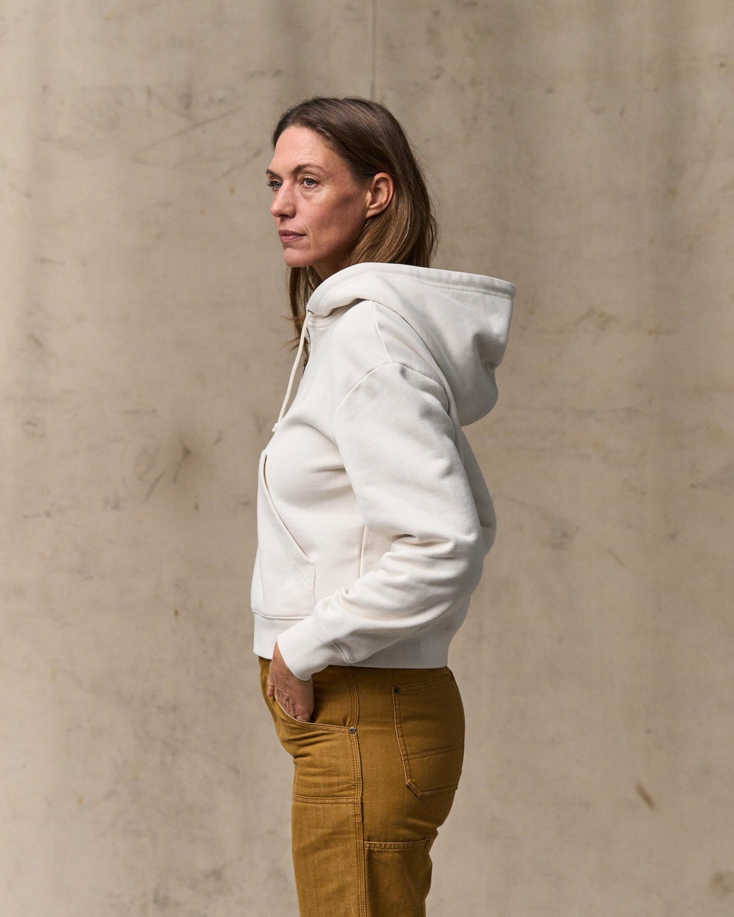 Filson Women Women's French Terry Half-zip Hoodie - Ivory