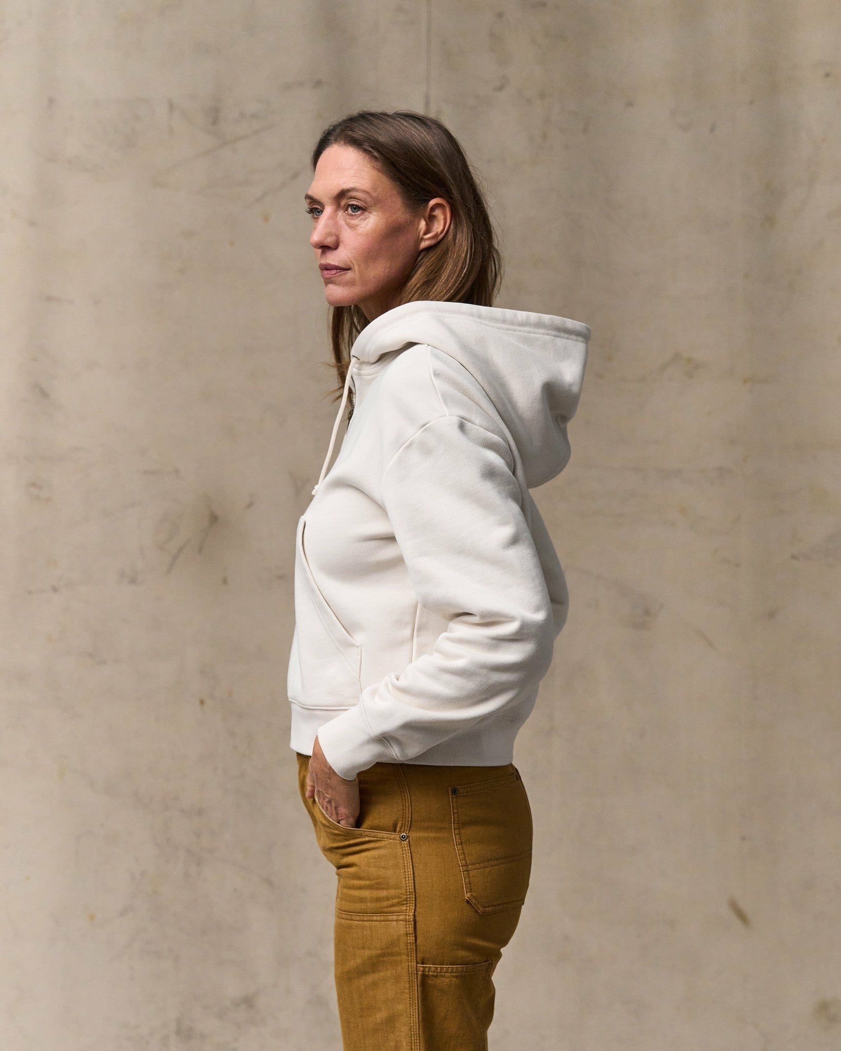 Filson Women Women's French Terry Half-zip Hoodie - Ivory