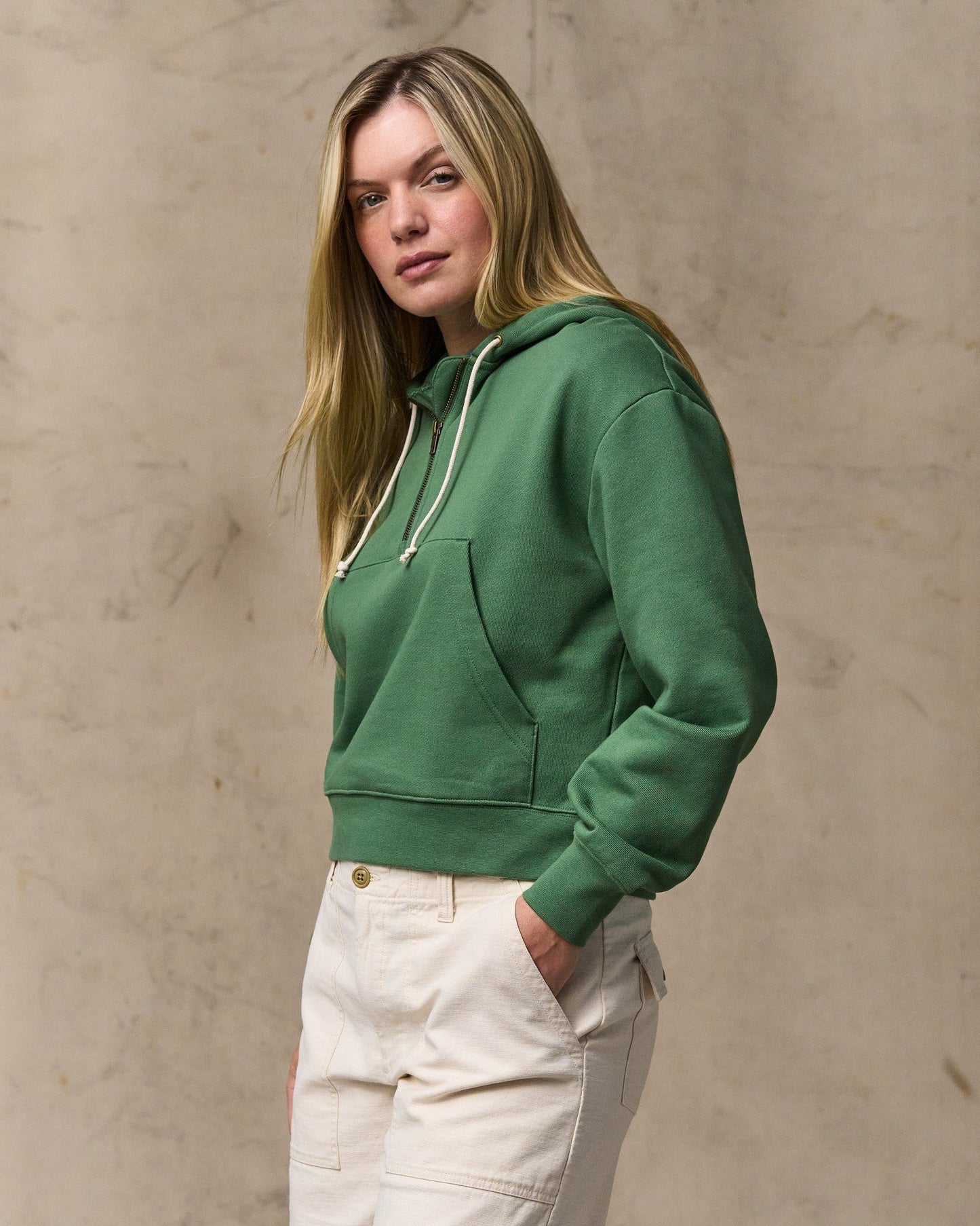 Filson Women Women's French Terry Half-zip Hoodie - Light Forest