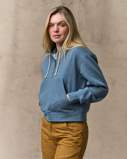 Filson Women Women's French Terry Half-zip Hoodie - Light Blue